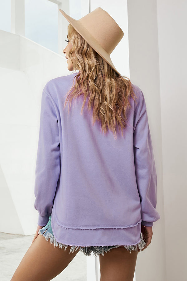 Side Slit Drop Shoulder Sweatshirt-Teresa's Fashionista LLC
