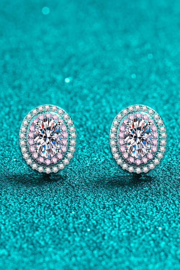 Platinum-Plated Moissanite Stud Earrings-Teresa's Fashionista LLC