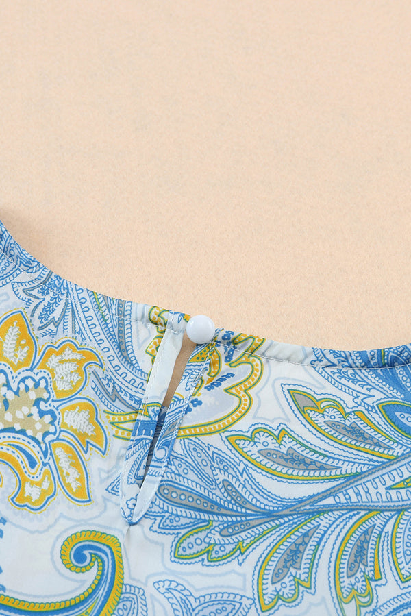 Printed Round Neck Short Sleeve Blouse-Teresa's Fashionista LLC