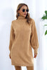Openwork Turtleneck Long Sleeve Sweater Dress-Teresa's Fashionista LLC