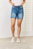 Judy Blue Full Size Tummy Control Double Button Bermuda Denim Shorts-Teresa's Fashionista LLC