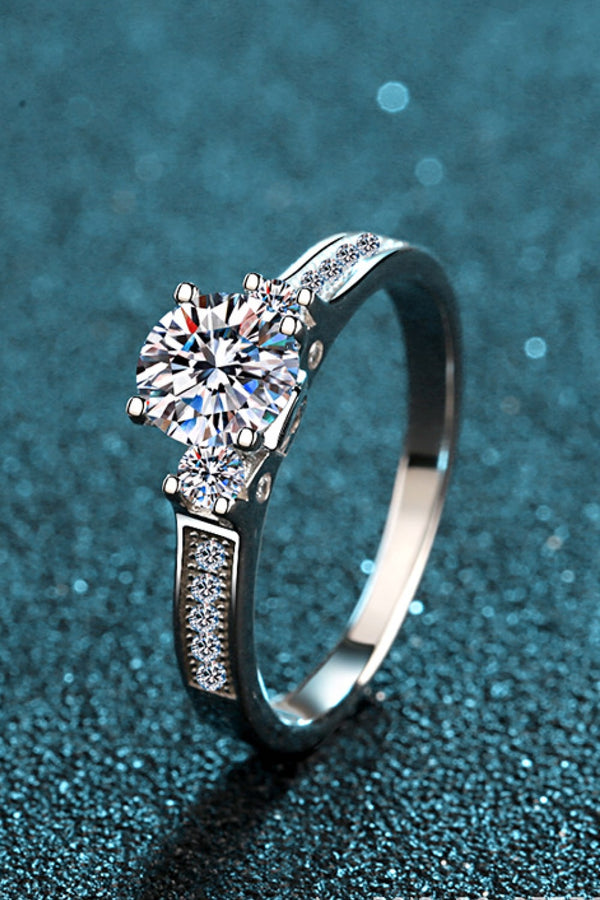 Lucky Charm Moissanite Rhodium-Plated Ring-Teresa's Fashionista LLC