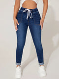 Drawstring Cropped Jeans-Teresa's Fashionista LLC