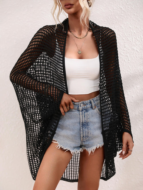 Openwork Open Front Longline Cover Up-Teresa's Fashionista LLC