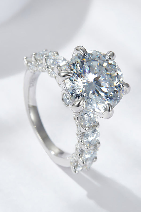 3-Carat Moissanite Platinum-Plated Side Stone Ring-Teresa's Fashionista LLC