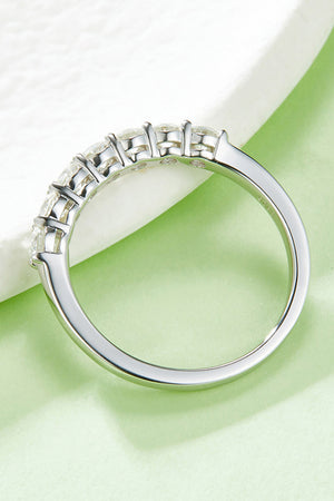 Moissanite Platinum-Plated Half-Eternity Ring-Teresa's Fashionista LLC