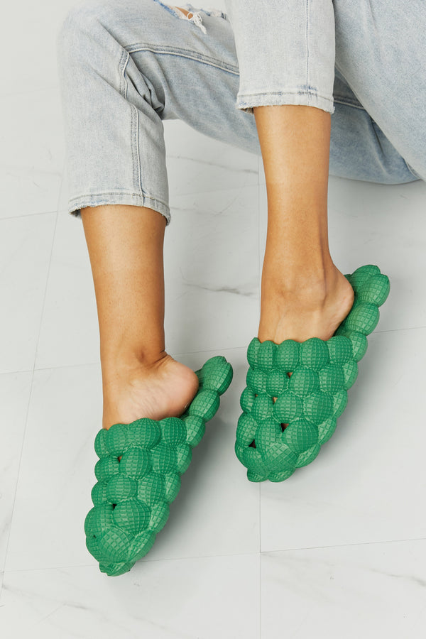 NOOK JOI Laid Back Bubble Slides in Green-Teresa's Fashionista LLC