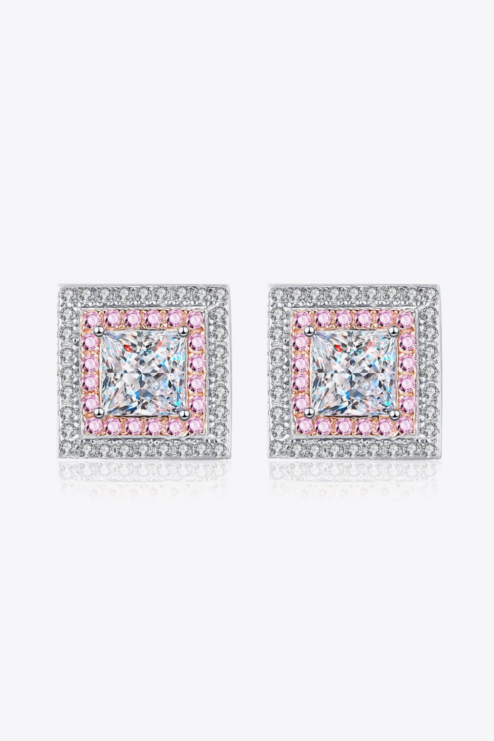 Moissanite Square Stud Earrings-Teresa's Fashionista LLC