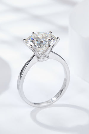 Platinum-Plated 5 Carat Moissanite Solitaire Ring-Teresa's Fashionista LLC