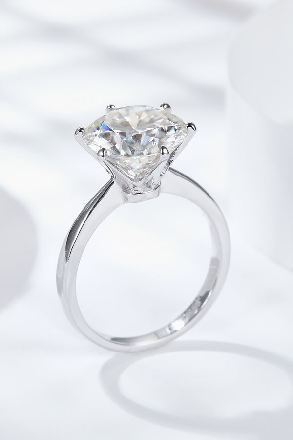 Platinum-Plated 5 Carat Moissanite Solitaire Ring-Teresa's Fashionista LLC