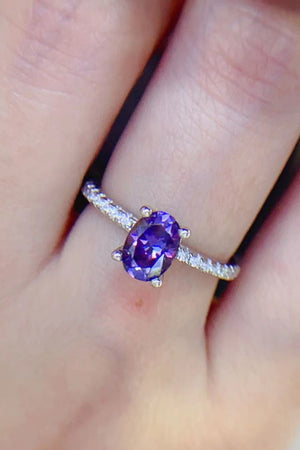 1 Carat Purple Moissanite 4-Prong Ring-Teresa's Fashionista LLC