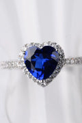 2 Carat Moissanite Heart-Shaped Side Stone Ring-Teresa's Fashionista LLC
