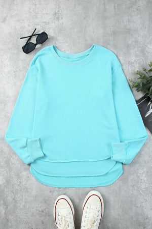 Side Slit Drop Shoulder Sweatshirt-Teresa's Fashionista LLC