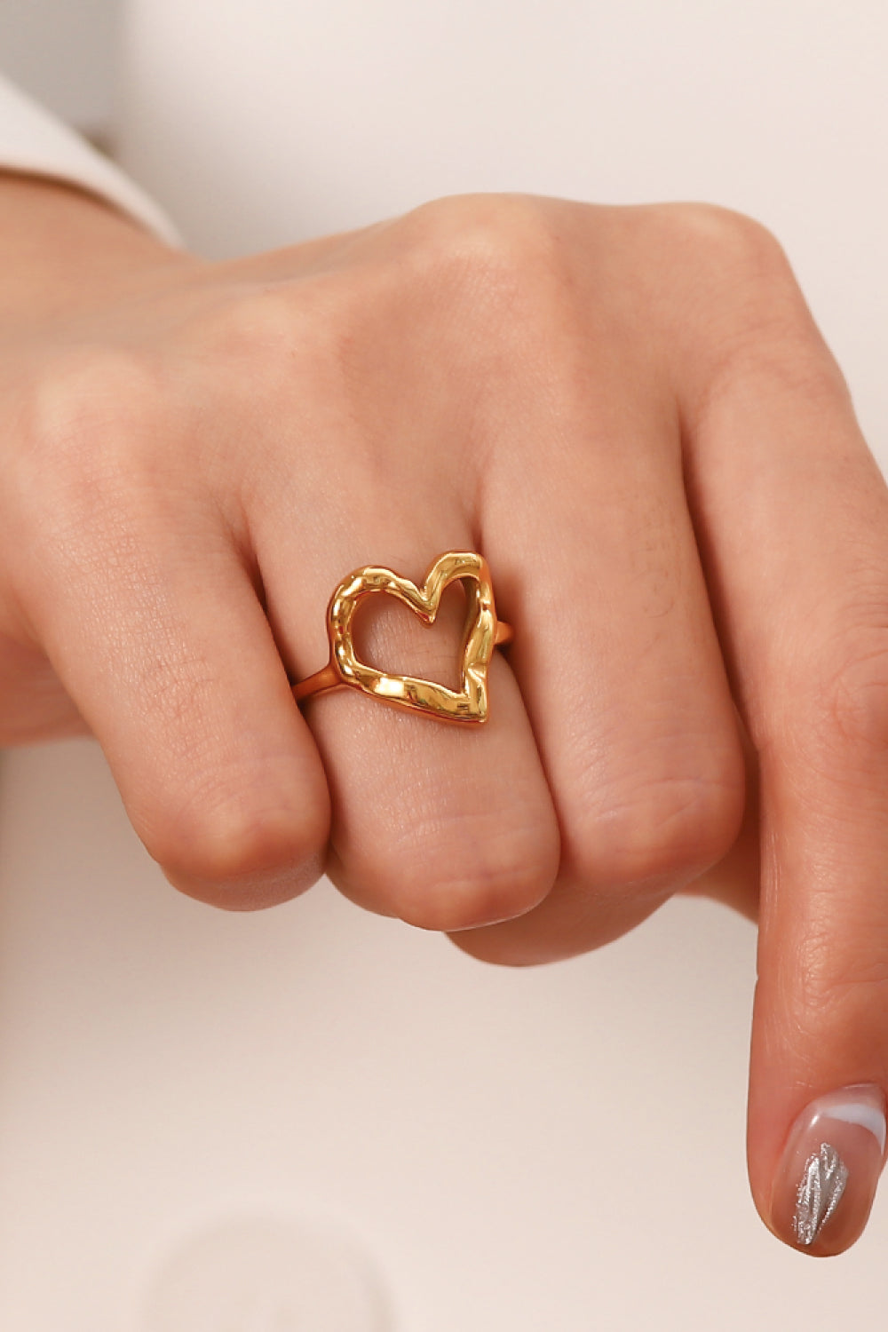18K Gold Plated Heart-Shaped Ring-Teresa's Fashionista LLC