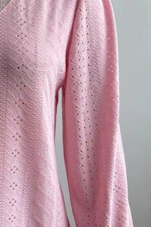 Eyelet V-Neck Flounce Sleeve Blouse-Teresa's Fashionista LLC