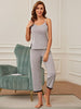 V-Neck Lace Trim Slit Cami and Pants Pajama Set-Teresa's Fashionista LLC