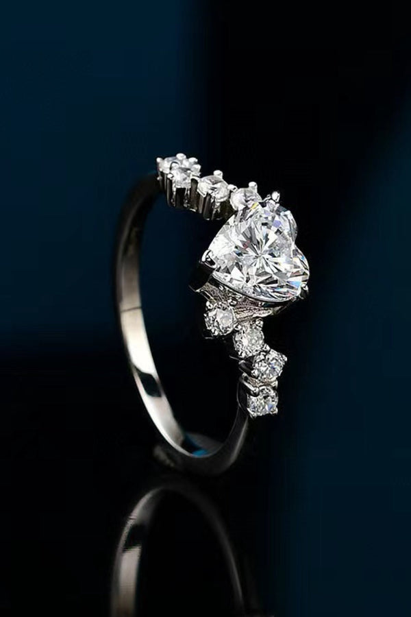 1 Carat Moissanite Heart 925 Sterling Silver Ring-Teresa's Fashionista LLC