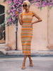 Striped Round Neck Sleeveless Midi Cover Up Dress-Teresa's Fashionista LLC