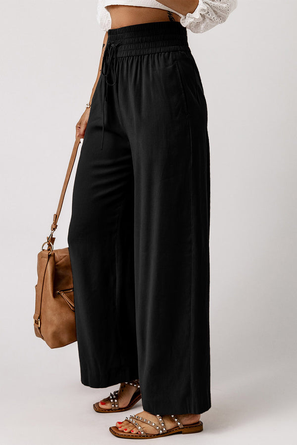 Drawstring Smocked Waist Wide Leg Pants-Teresa's Fashionista LLC