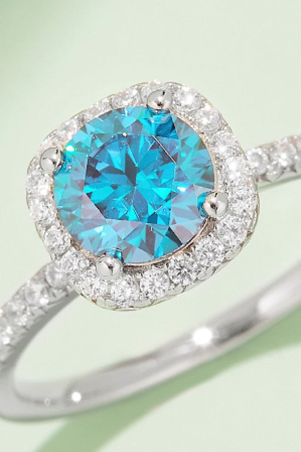 1 Carat Moissanite 925 Sterling Silver Halo Ring-Teresa's Fashionista LLC