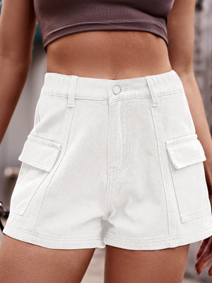 High Waist Denim Shorts with Pockets-Teresa's Fashionista LLC