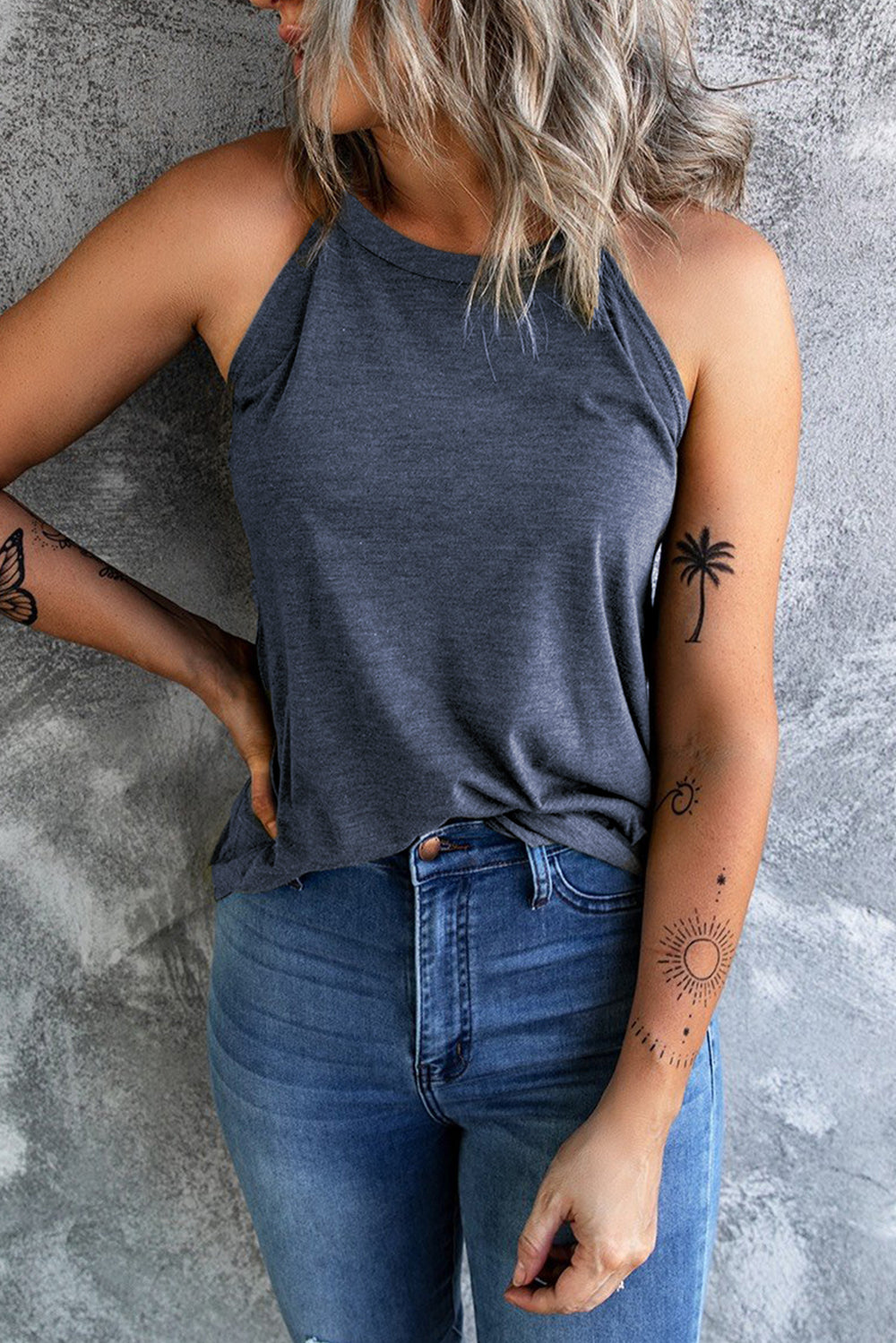 Curved Hem Grecian Tank Top-Teresa's Fashionista LLC