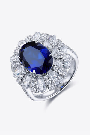 5 Carat Lab-Grown Sapphire Flower Shape Ring-Teresa's Fashionista LLC