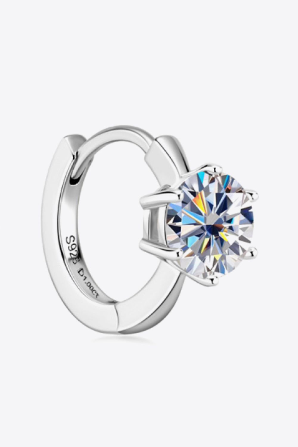 2 Carat Moissanite 925 Sterling Silver Huggie Earrings-Teresa&#39;s Fashionista LLC