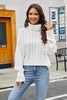 Turtleneck Cable-Knit Long Sleeve Sweater-Teresa's Fashionista LLC