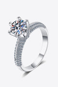 2 Carat Moissanite 925 Sterling Silver Side Stone Ring-Teresa's Fashionista LLC