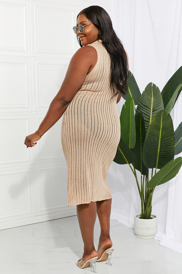 Openwork Johnny Collar Cover Up Dress-Teresa's Fashionista LLC