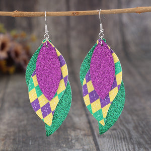 PU Leather Leaf Dangle Earrings-Teresa's Fashionista LLC