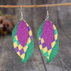 PU Leather Leaf Dangle Earrings-Teresa's Fashionista LLC