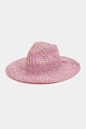 Fame Checkered Straw Weave Sun Hat-Teresa's Fashionista LLC