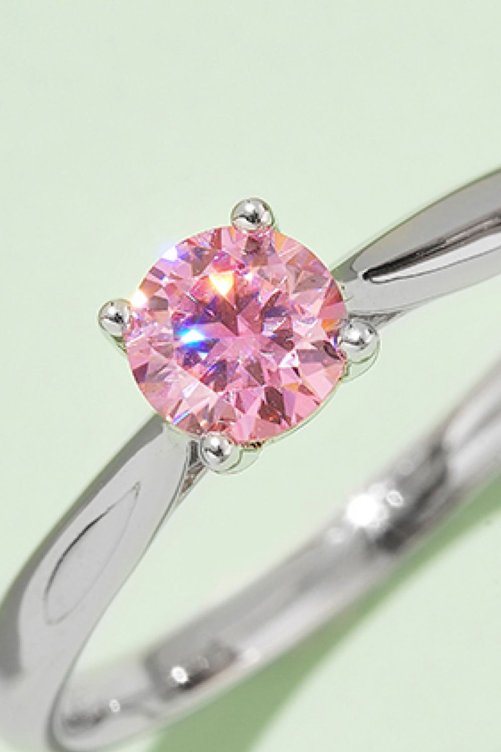 Moissanite Contrast 925 Sterling Silver Solitaire Ring-Teresa&#39;s Fashionista LLC