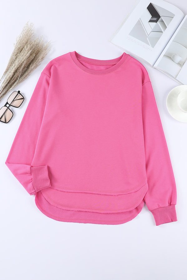 Side Slit Drop Shoulder Sweatshirt-Teresa's Fashionista LLC