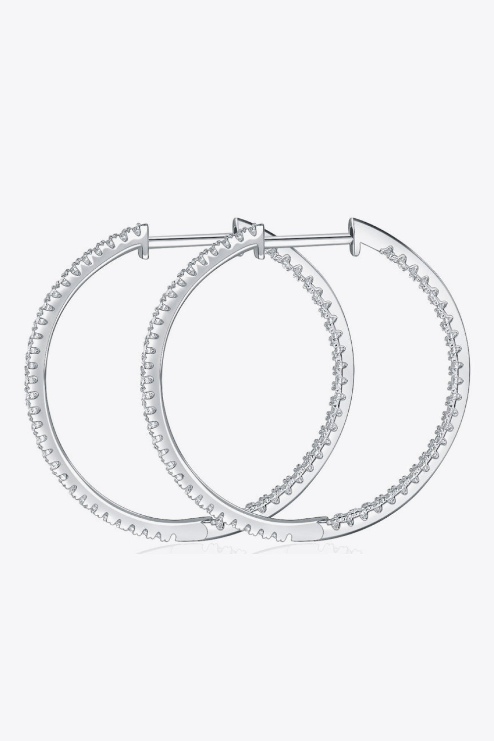 Inlaid Moissanite 925 Sterling Silver Hoop Earrings-Teresa's Fashionista LLC