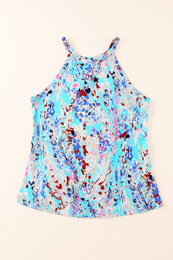 Printed Round Neck Tank Top-Teresa's Fashionista LLC