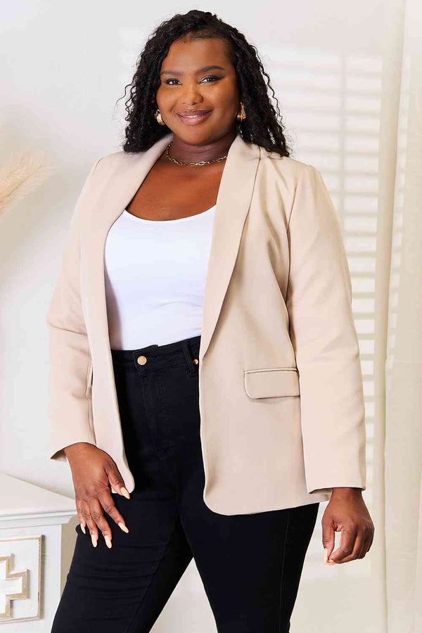 Double Take Shawl Collar Long Sleeve Blazer-Teresa's Fashionista LLC