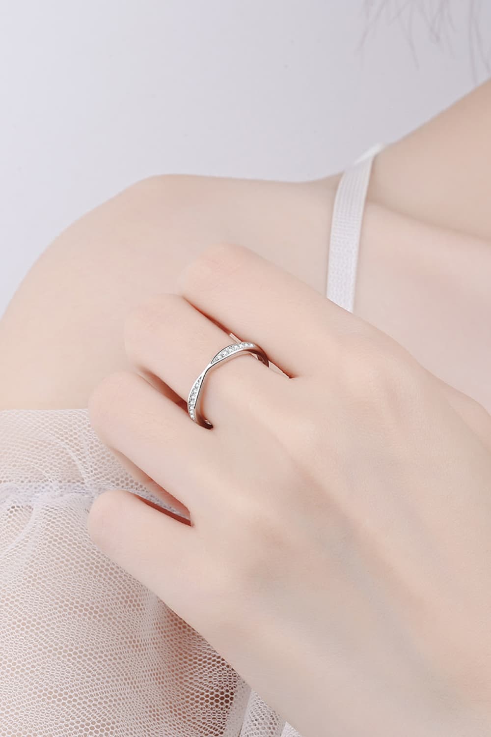 Moissanite Rhodium-Plated Ring-Teresa&#39;s Fashionista LLC