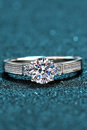 Lucky Charm Moissanite Rhodium-Plated Ring-Teresa's Fashionista LLC