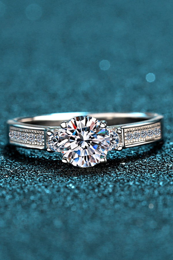 Lucky Charm Moissanite Rhodium-Plated Ring-Teresa's Fashionista LLC