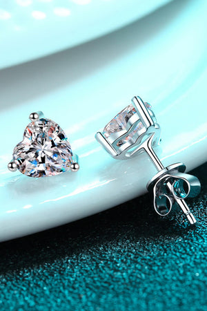 2 Carat Moissanite Heart-Shaped Stud Earrings-Teresa's Fashionista LLC
