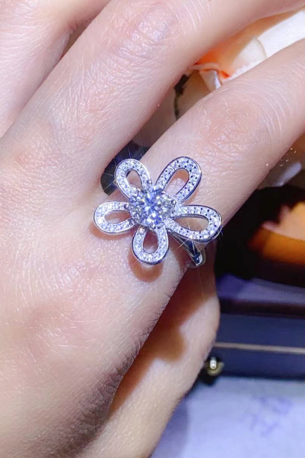 1 Carat Moissanite Flower-Shape Open Ring-Teresa's Fashionista LLC