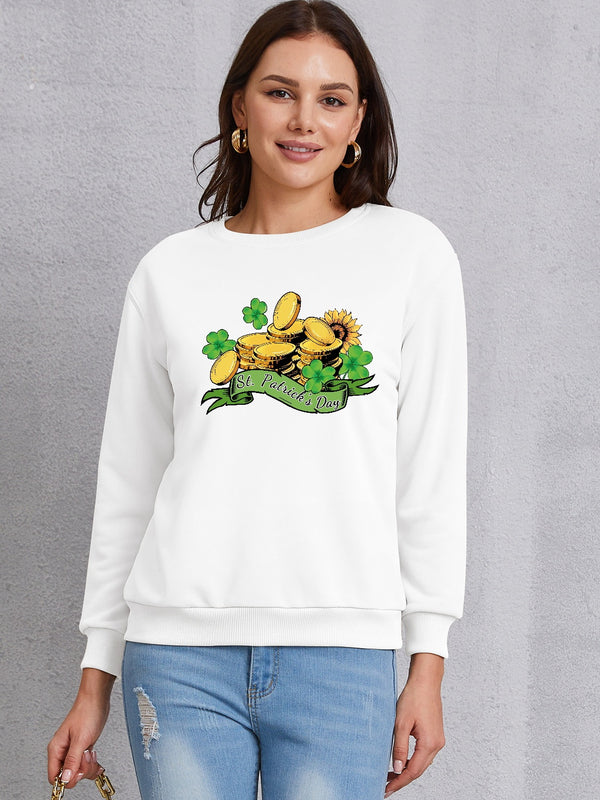 ST. PATRICK'S DAY Graphic Round Neck Sweatshirt-Teresa's Fashionista LLC