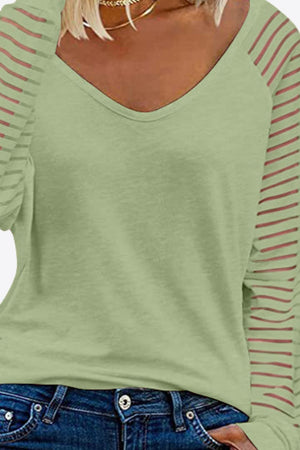 V-Neck Long Raglan Sleeve Top-Teresa's Fashionista LLC