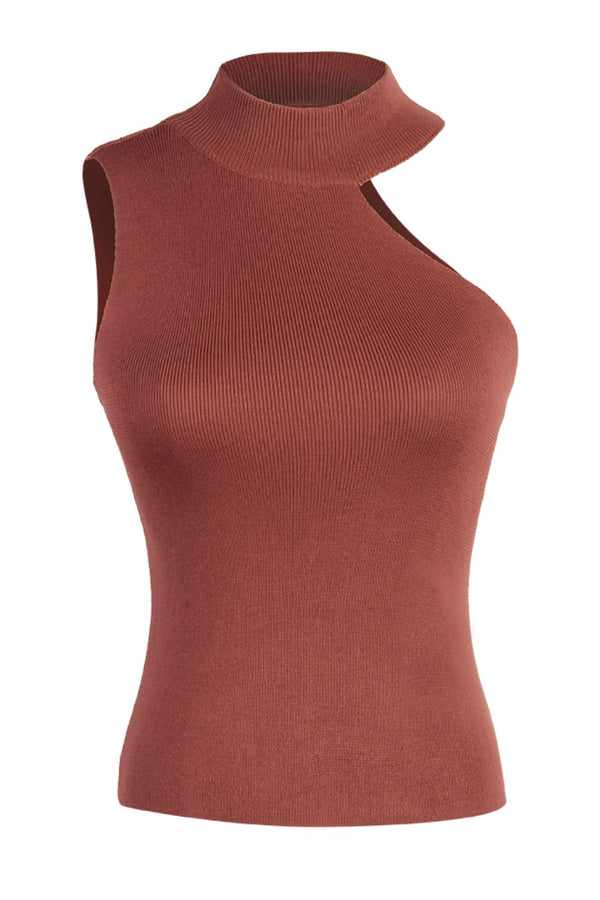 Asymmetrical Sleeveless Rib-Knit Top-Teresa's Fashionista LLC