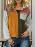 Color Block Zip-Up Long Sleeve Jacket-Teresa's Fashionista LLC