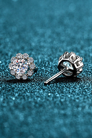 Moissanite Floral-Shaped Stud Earrings-Teresa's Fashionista LLC