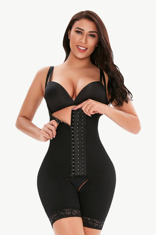 Full Size Hook-and-Eye Lace Trim Shaping Bodysuit-Teresa's Fashionista LLC